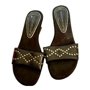 Montego Bay  Womans‎ Club Sandals Wedge Black Studded Size 6 .5 M
